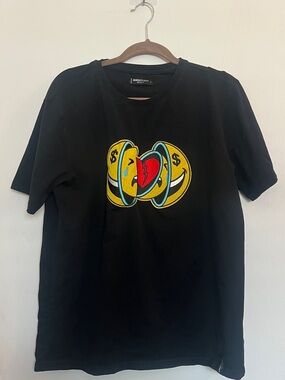 Black Roku Studio Graphic Short Sleeve Tee - Yellow & Red Embroidery